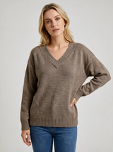 Damenstrickpullover mit V-Ausschnitt