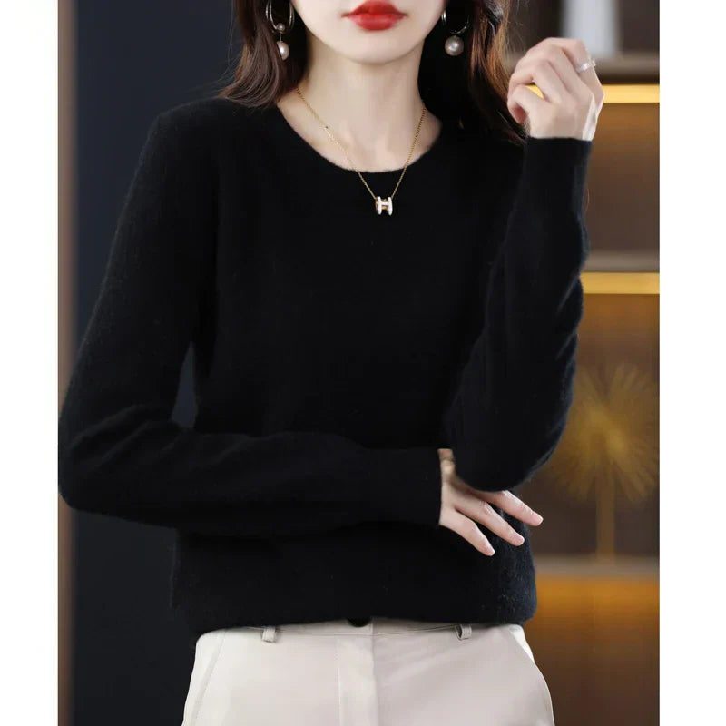 Jersey De Punto Con Cuello Redondo Para Mujer · SeemSeem