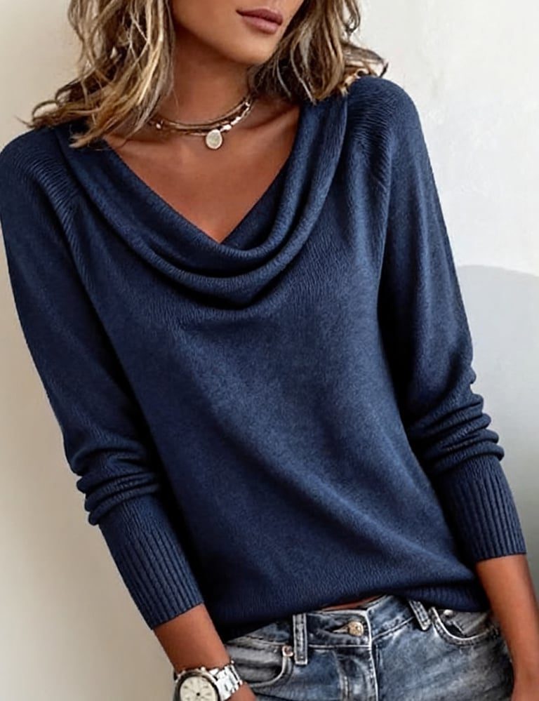 Jersey De Punto Para Mujer | Cuello Vuelto · SeemSeem
