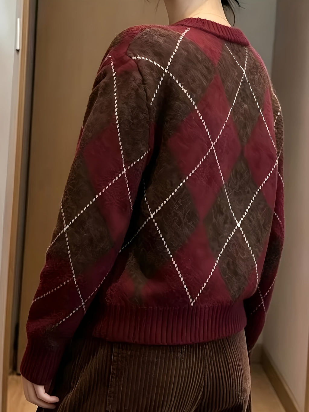 Jersey De Punto Para Mujer | Estampado Argyle · SeemSeem