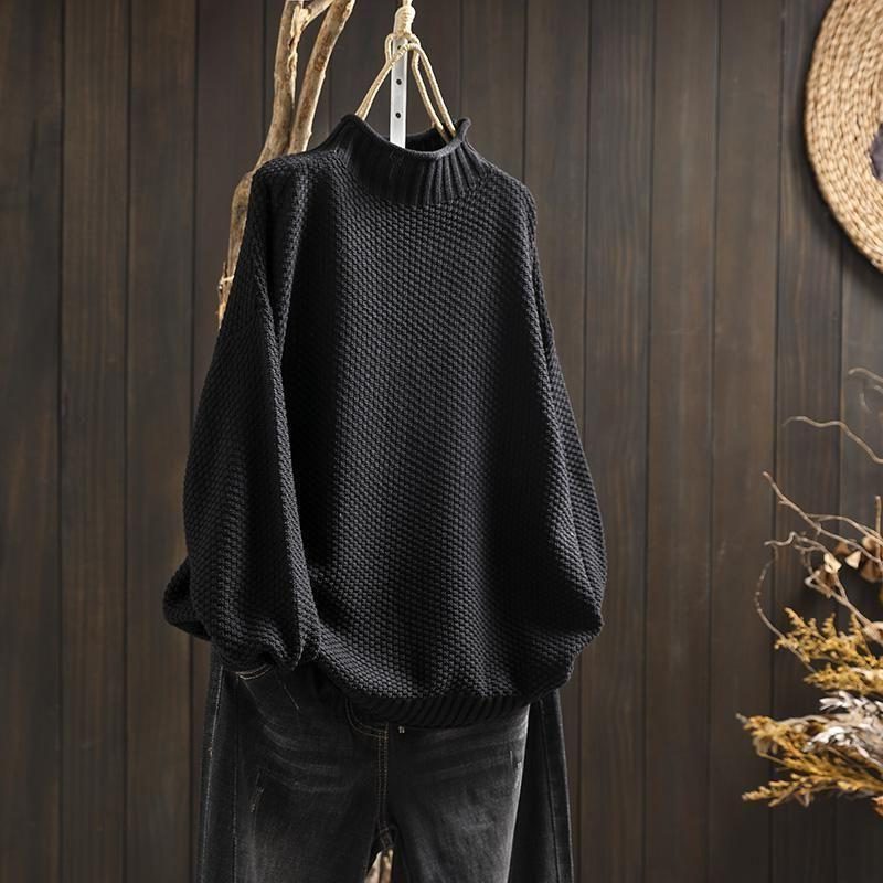 Jersey Oversize De Punto Para Mujer | Cuello Alto · SeemSeem