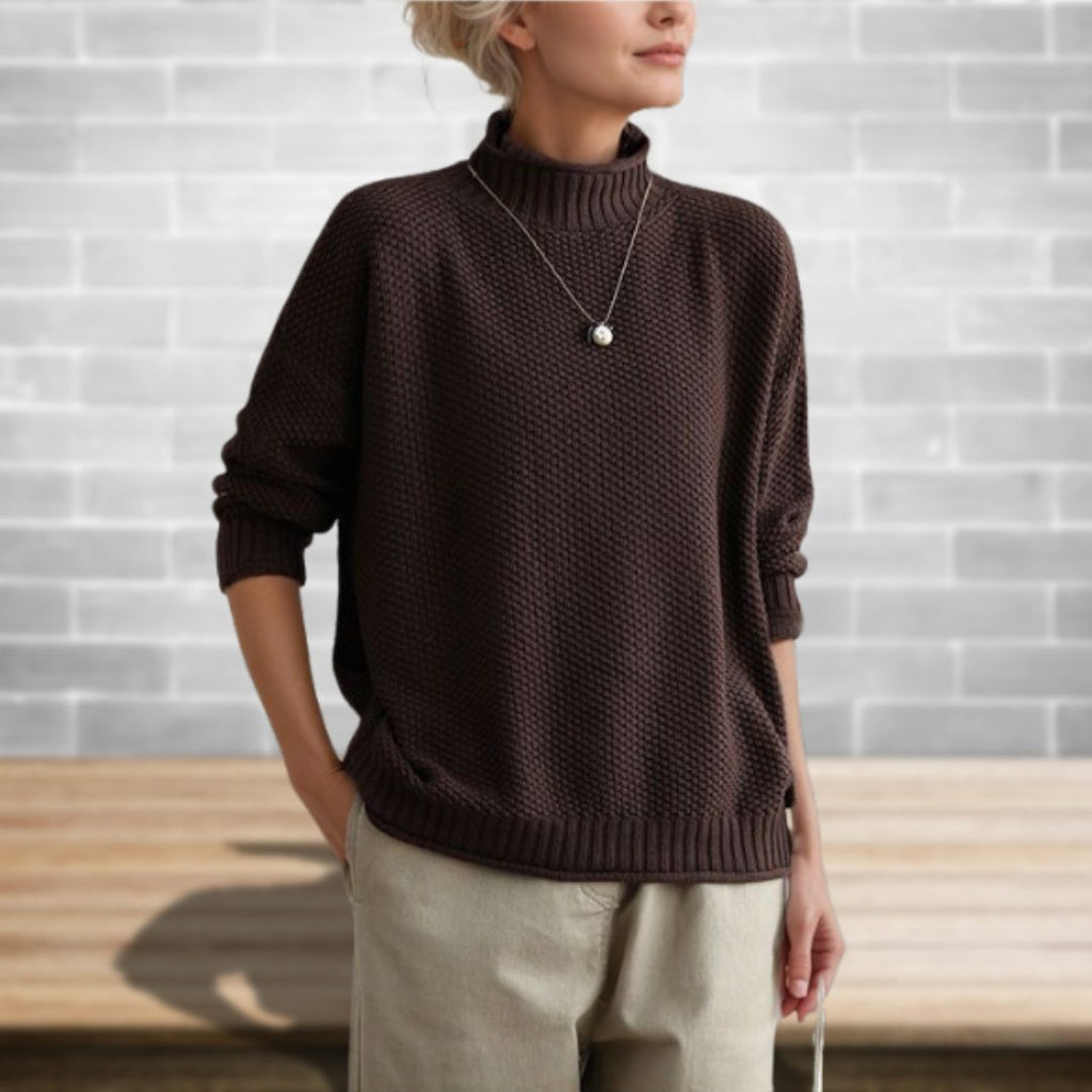 Jersey Oversize De Punto Para Mujer | Cuello Alto · SeemSeem