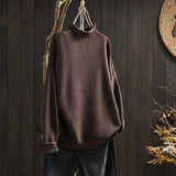 Camisola de malha oversized para mulher | gola alta