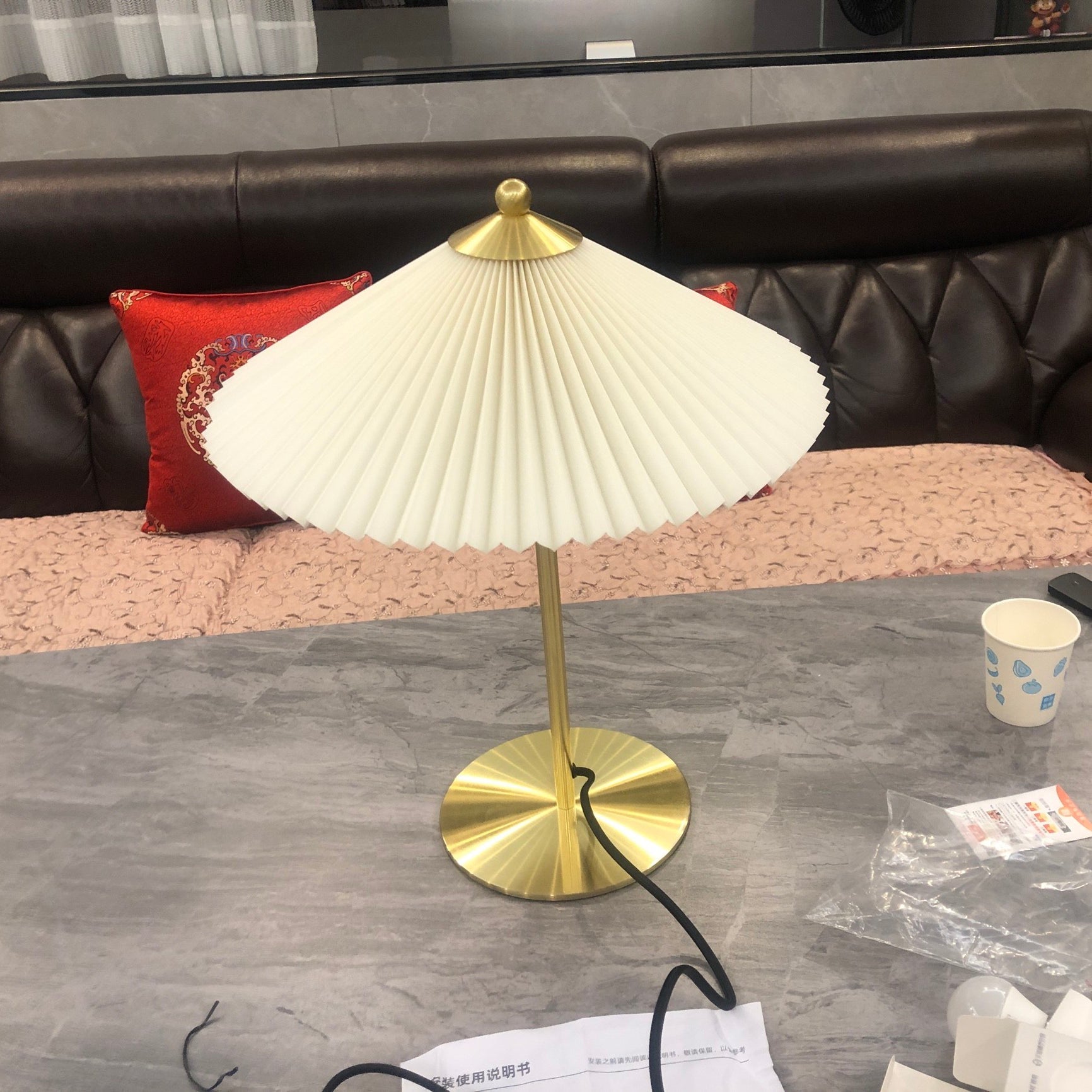 Lámpara De Mesa Nórdica | Pantalla Plisada · SeemSeem