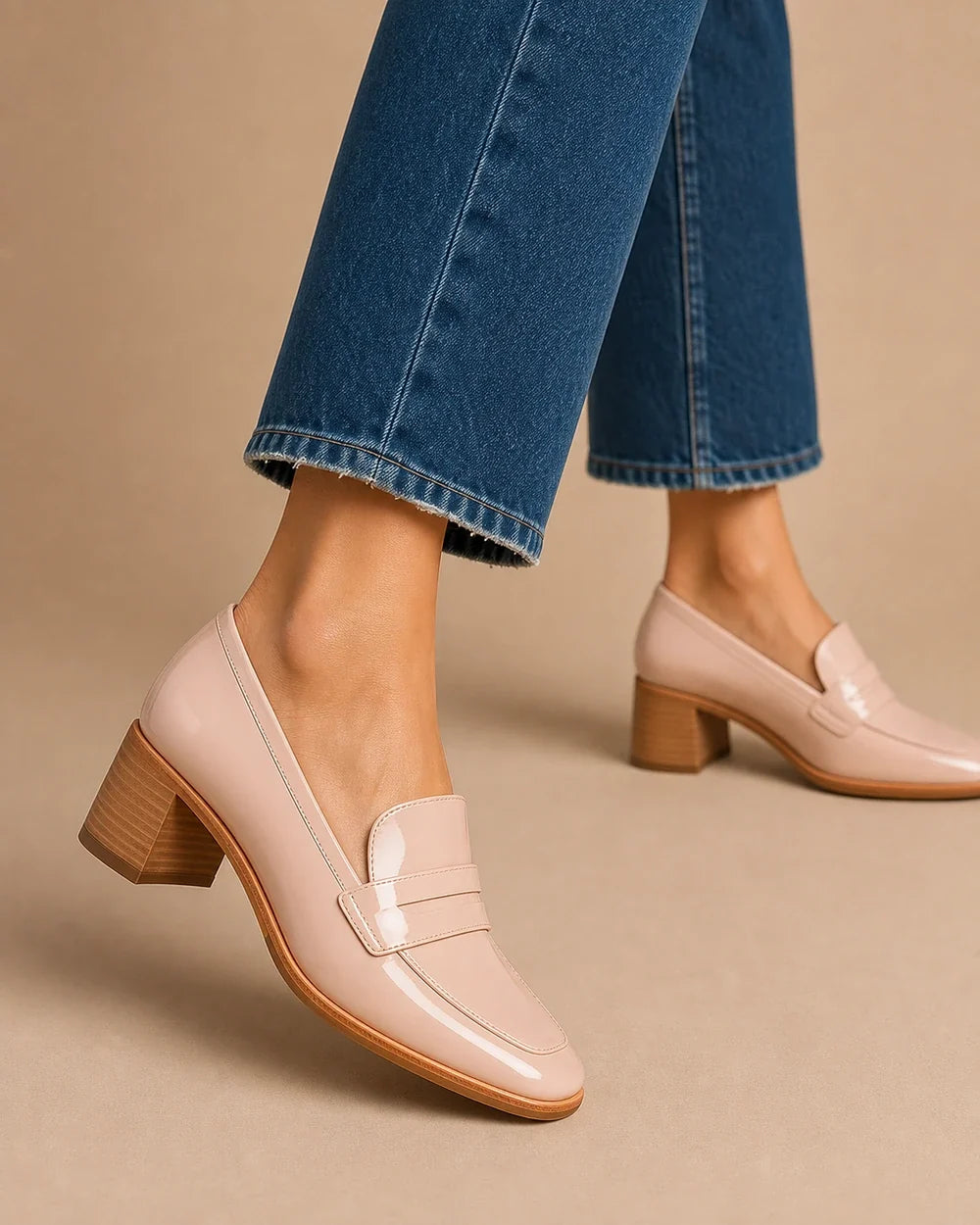 Mocasines Con Tacón Ancho Para Mujer | Acabado Charol · SeemSeem