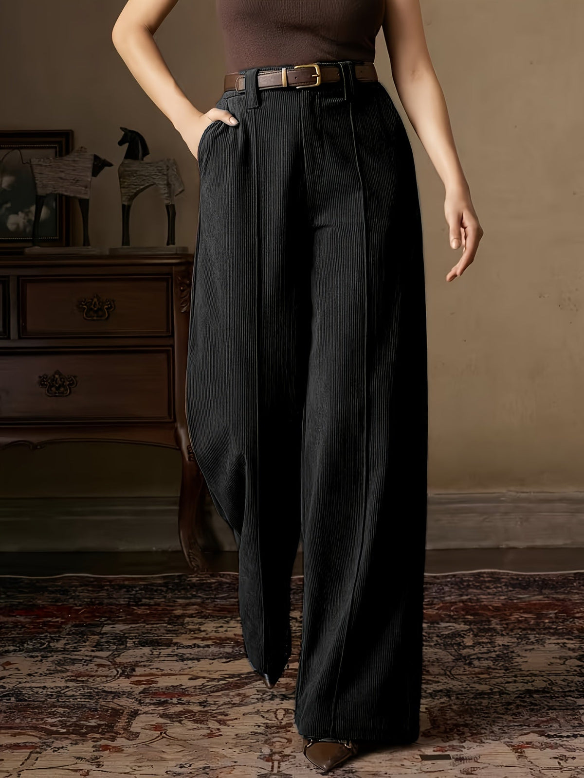 Pantalones De Pierna Ancha Para Mujer | Tiro Alto · SeemSeem