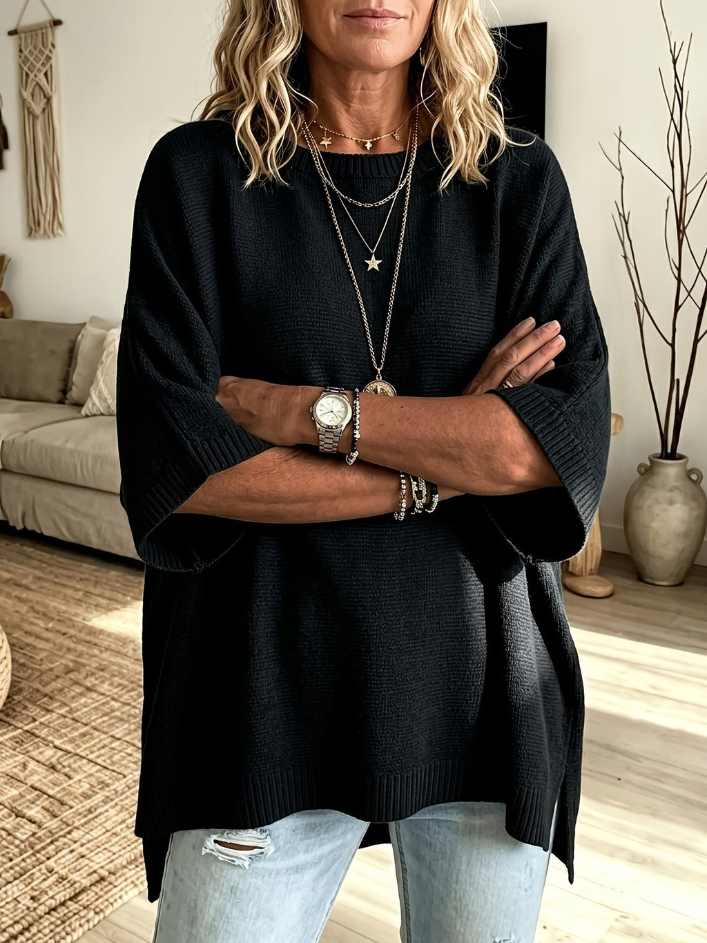 Poncho De Punto Para Mujer | Manga Murciélago · SeemSeem