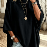 Strickponcho für Damen | Fledermausärmel