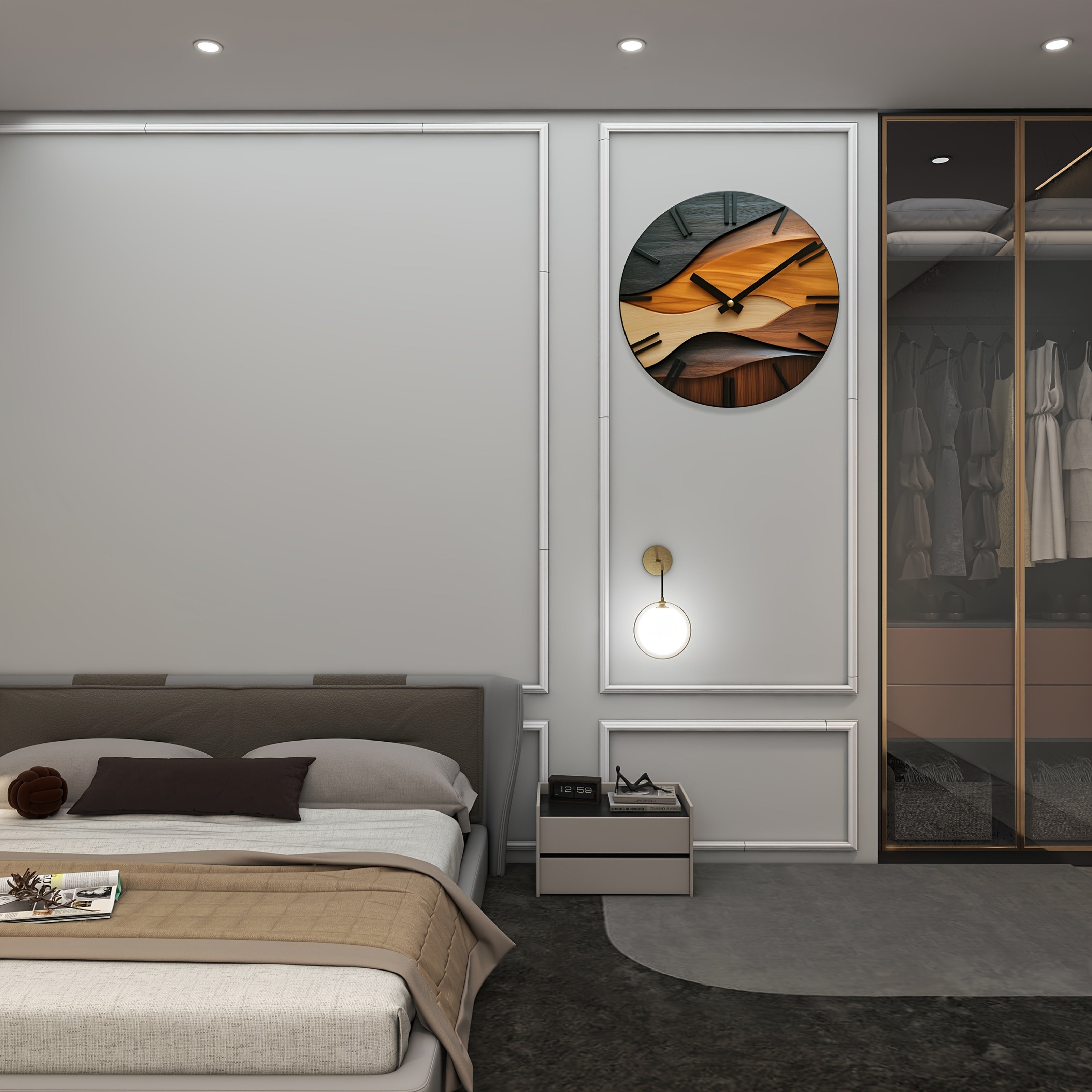 Reloj De Pared Nórdico | Diseño Ondulado · SeemSeem