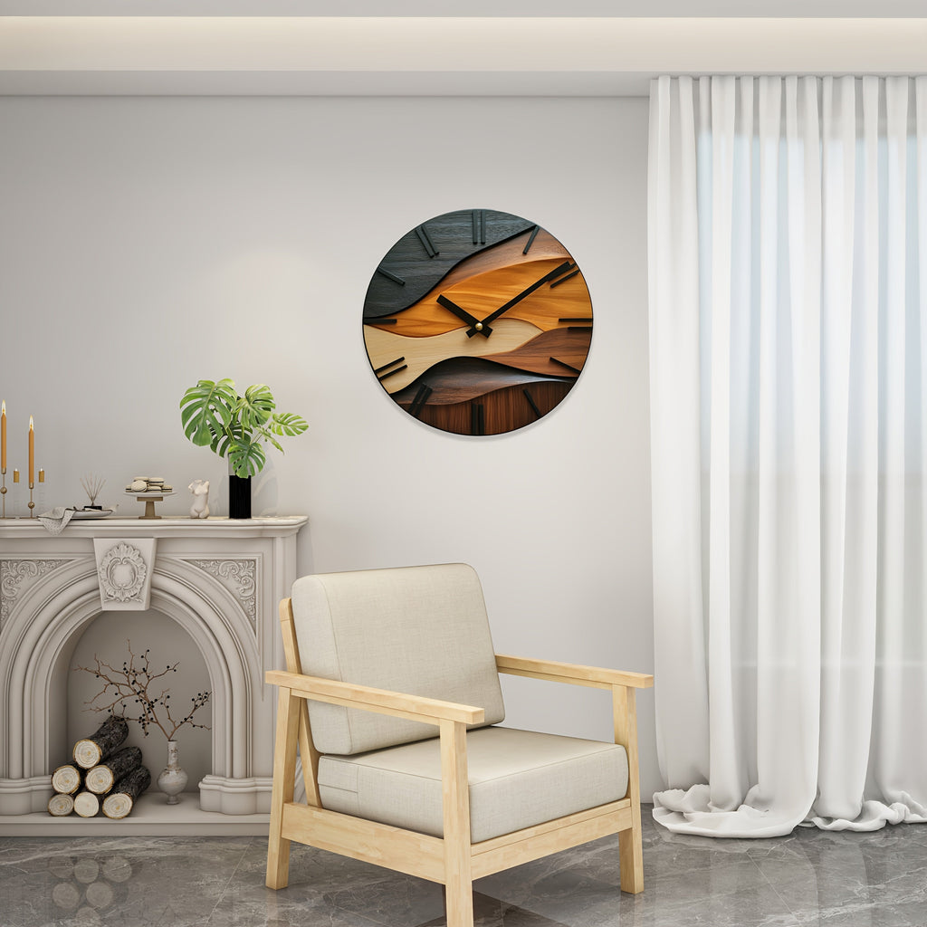 Reloj De Pared Nórdico | Diseño Ondulado · SeemSeem