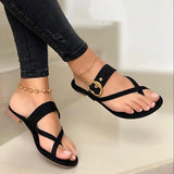 Flache Sandalen für Damen | goldene Schnalle