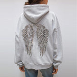 Oversized dameshoodie | Vleugels met pailletten