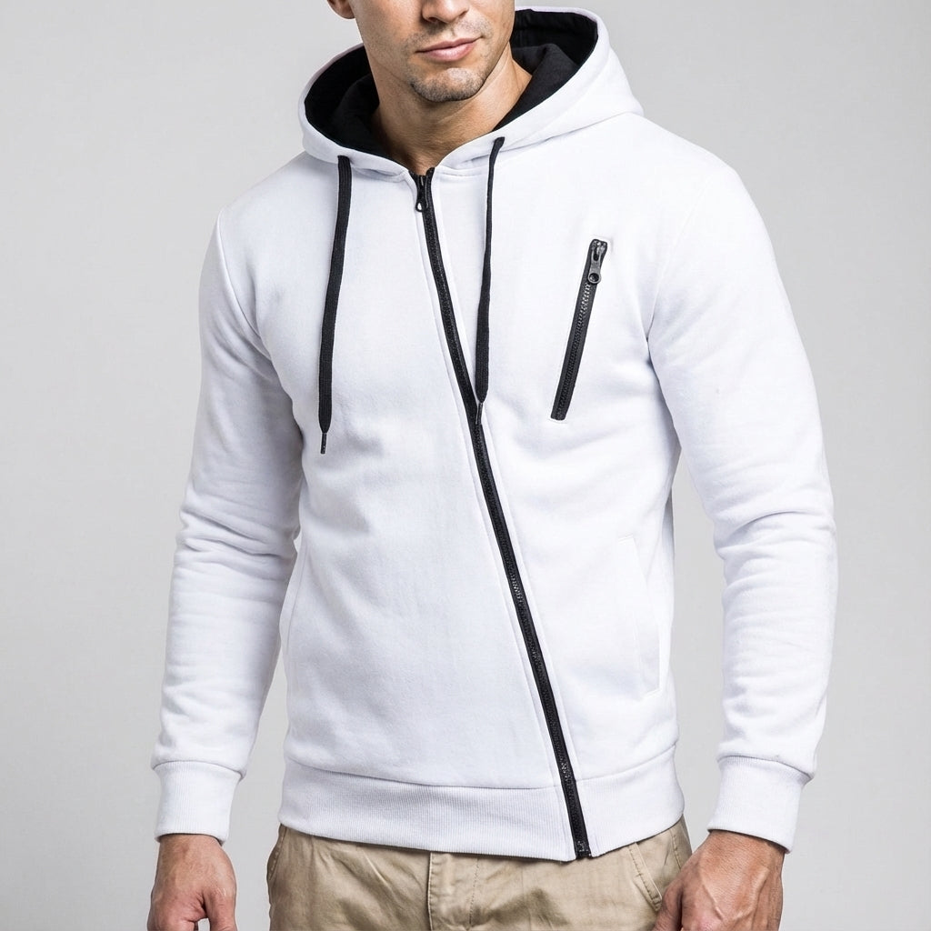 Sudadera Con Capucha Para Hombre | Cremallera Asimétrica · SeemSeem