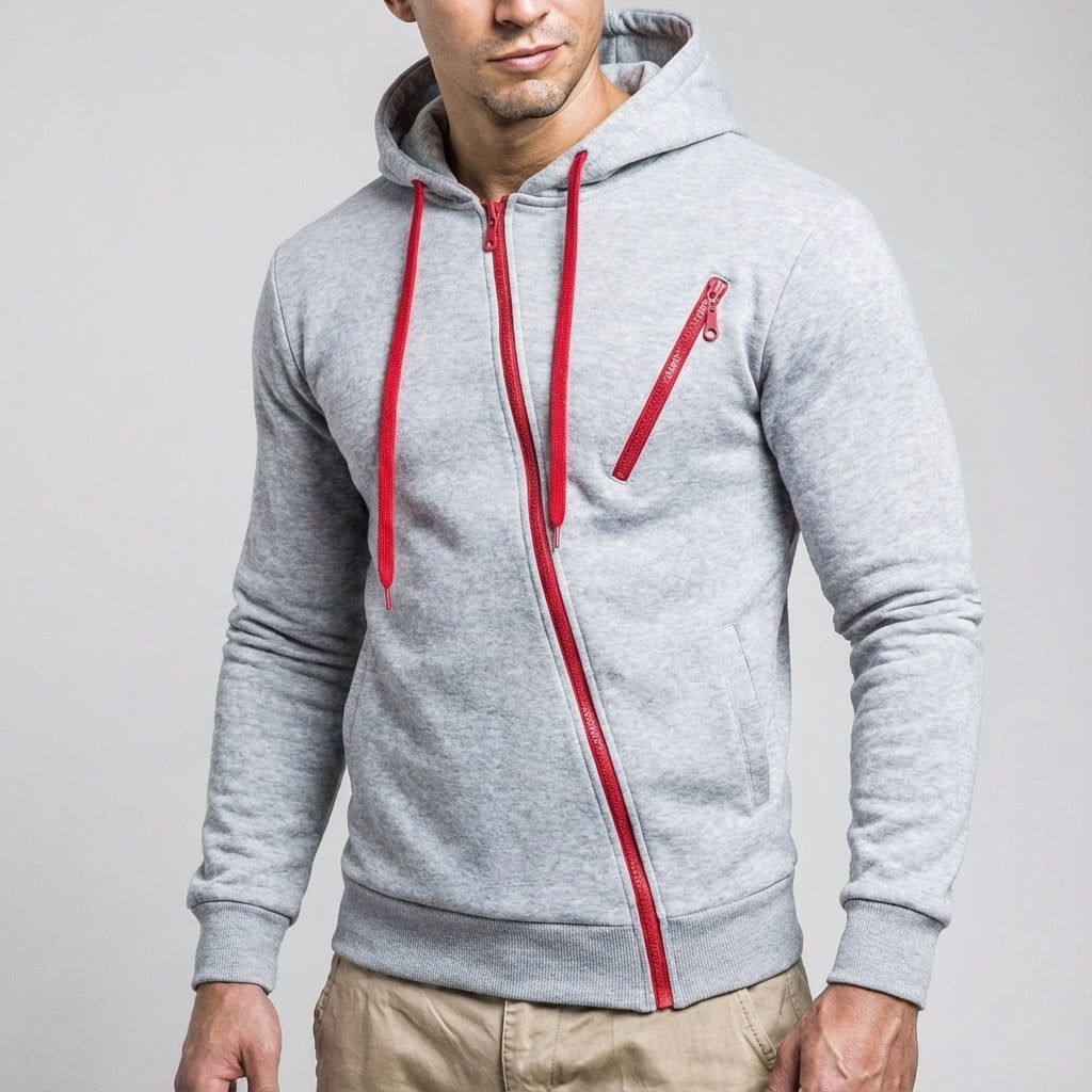 Sudadera Con Capucha Para Hombre | Cremallera Asimétrica · SeemSeem