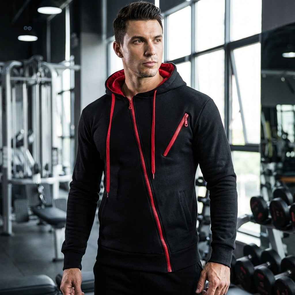 Sudadera Con Capucha Para Hombre | Cremallera Asimétrica · SeemSeem