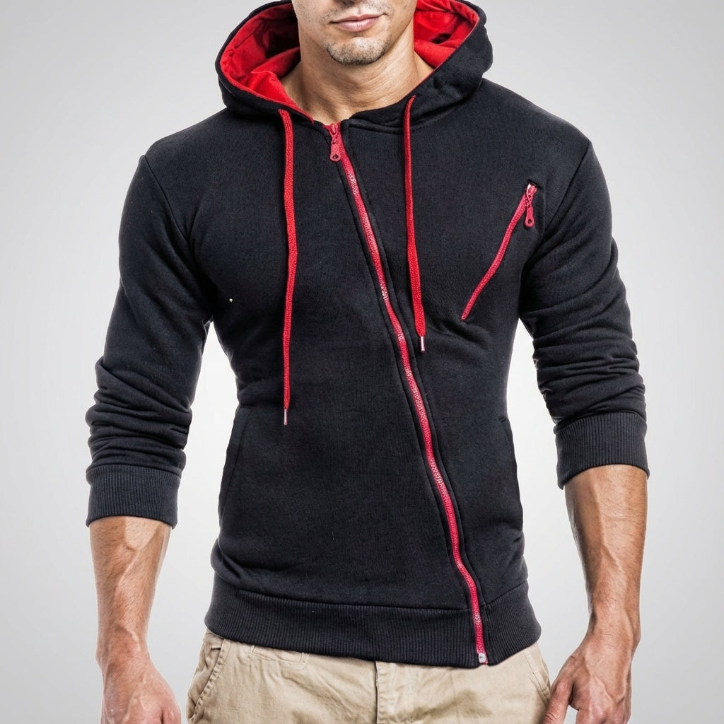 Sudadera Con Capucha Para Hombre | Cremallera Asimétrica · SeemSeem