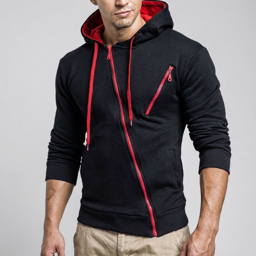 Sudadera Con Capucha Para Hombre | Cremallera Asimétrica · SeemSeem