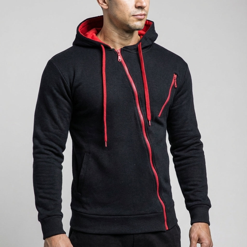 Sudadera Con Capucha Para Hombre | Cremallera Asimétrica · SeemSeem