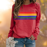 Damen-Sweatshirt mit Rundhalsausschnitt | Regenbogenmuster