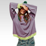 Sweatshirt oversize para mulher | às riscas