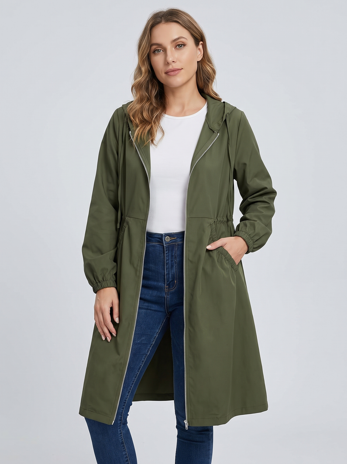 Trench Con Capucha Para Mujer | Cintura Ajustable · SeemSeem