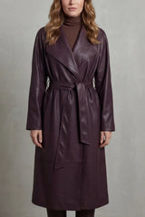 Klassischer Trenchcoat für Damen | Lederoptik