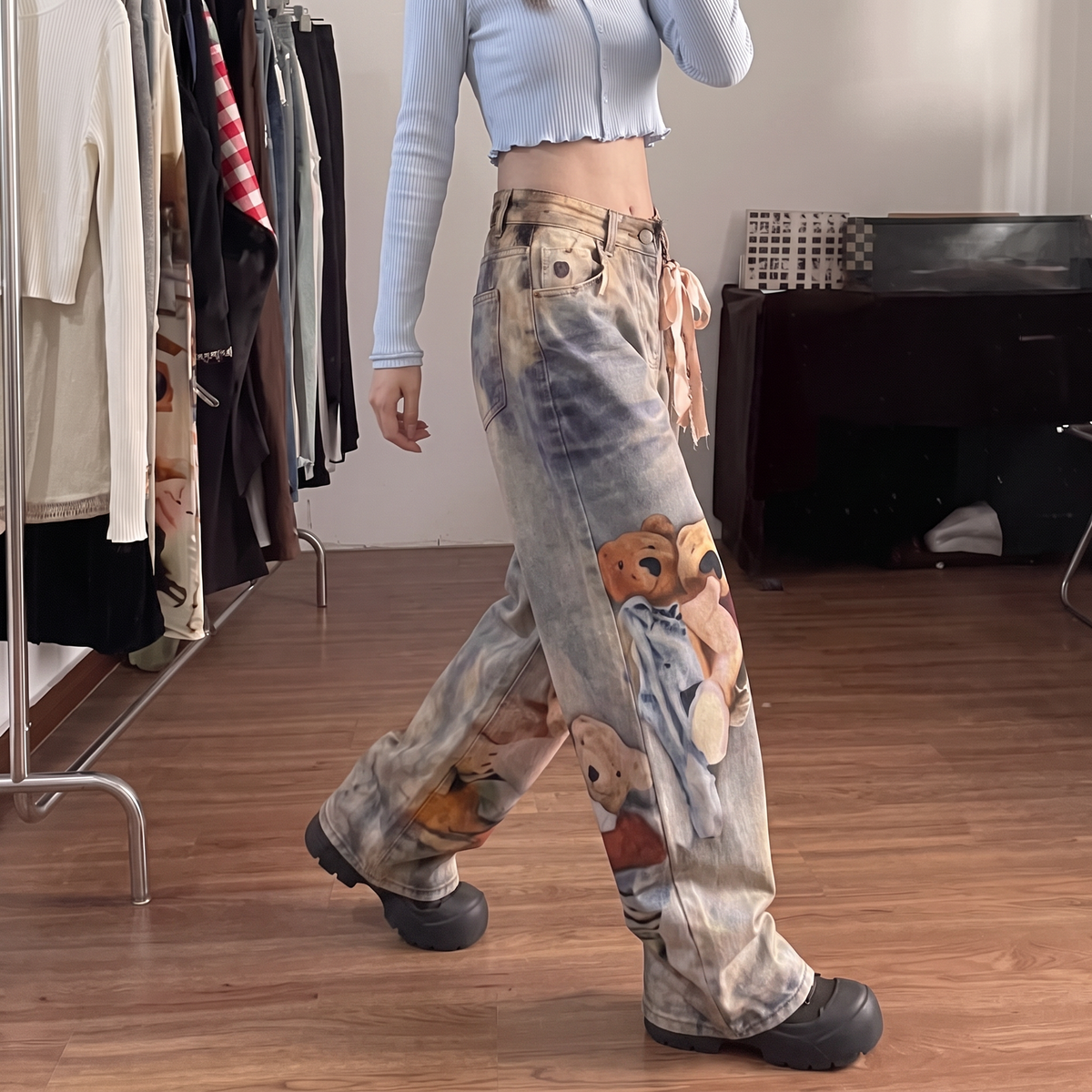 Vaqueros Anchos Para Mujer | Estampado De Ositos · SeemSeem
