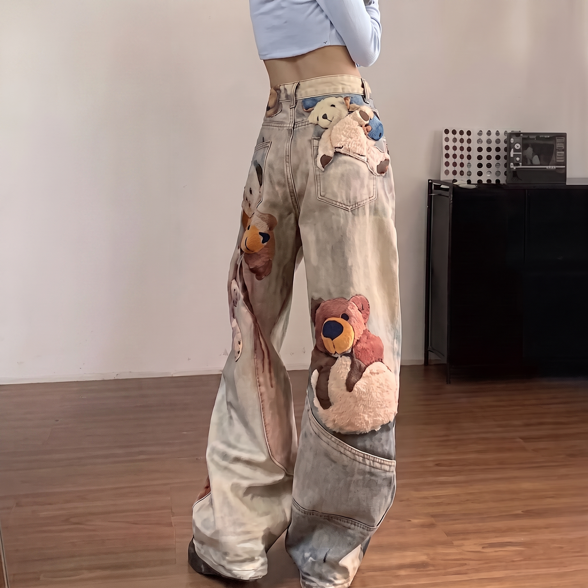 Vaqueros Anchos Para Mujer | Estampado De Ositos · SeemSeem