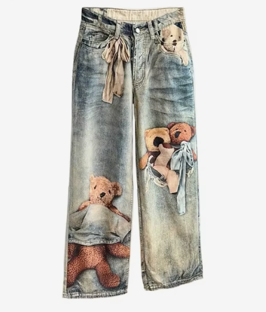 Vaqueros Anchos Para Mujer | Estampado Ositos · SeemSeem