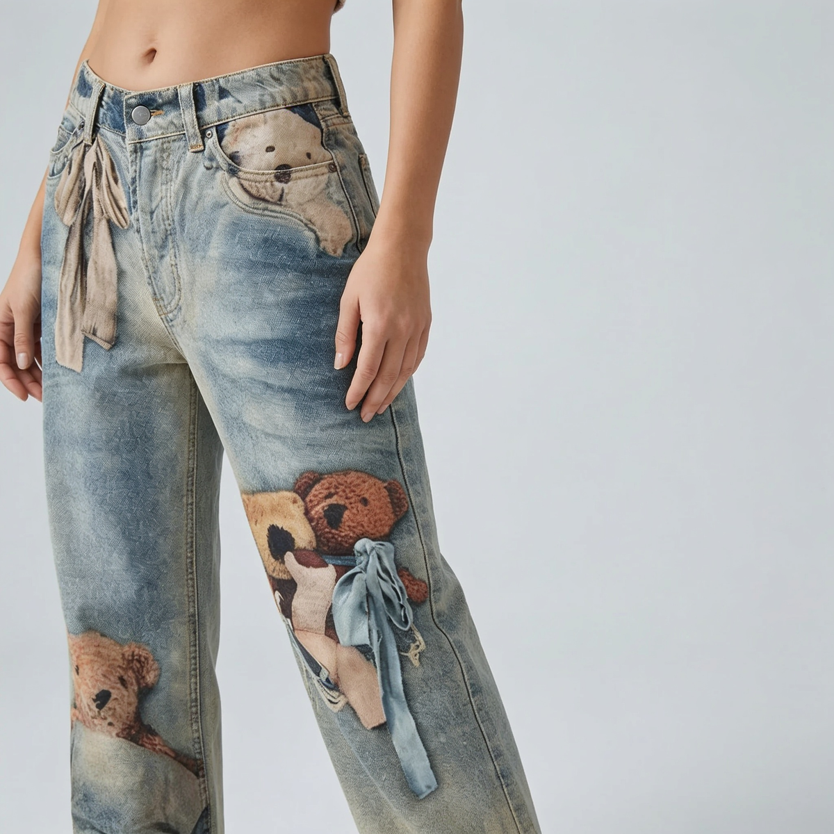 Vaqueros Anchos Para Mujer | Estampado Ositos · SeemSeem