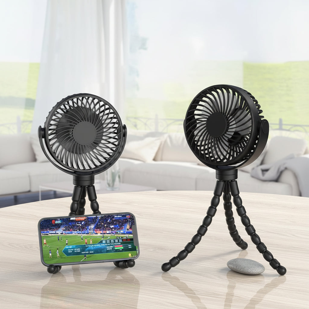 Ventilador Portátil Con Trípode | Recargable Por USB · SeemSeem