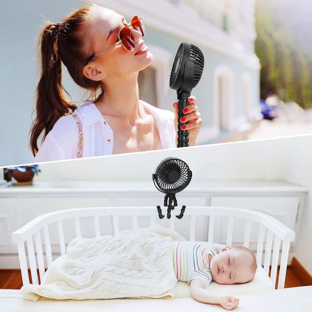Ventilador Portátil Con Trípode | Recargable Por USB · SeemSeem