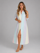 Vestido Camisero Largo Para Mujer | A Rayas