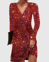 Damenkleid mit V-Ausschnitt | Pailletten