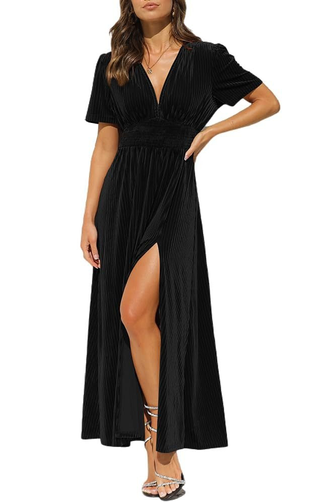 Vestido Largo Con Escote En V Para Mujer | Abertura Lateral · SeemSeem