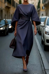 Vestido midi para mulher | Cinto ajustável