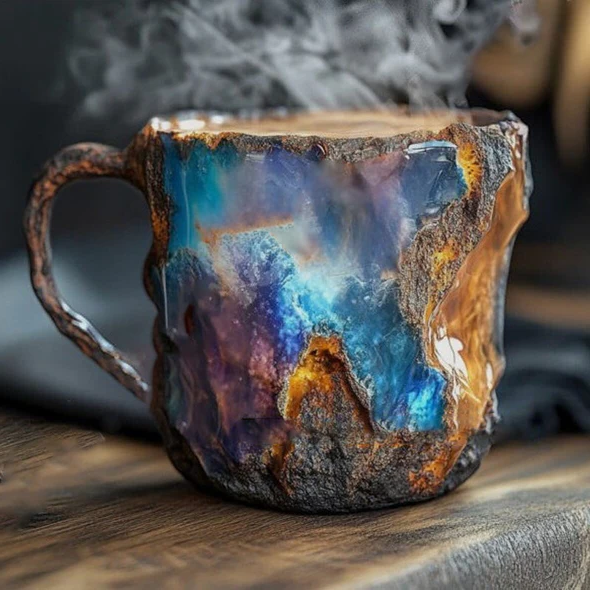 Tasse mit Kristallmineral-Effekt | Unregelmäßiger, integrierter Griff für Kaffee und Tee – Tassen-SeemSeem