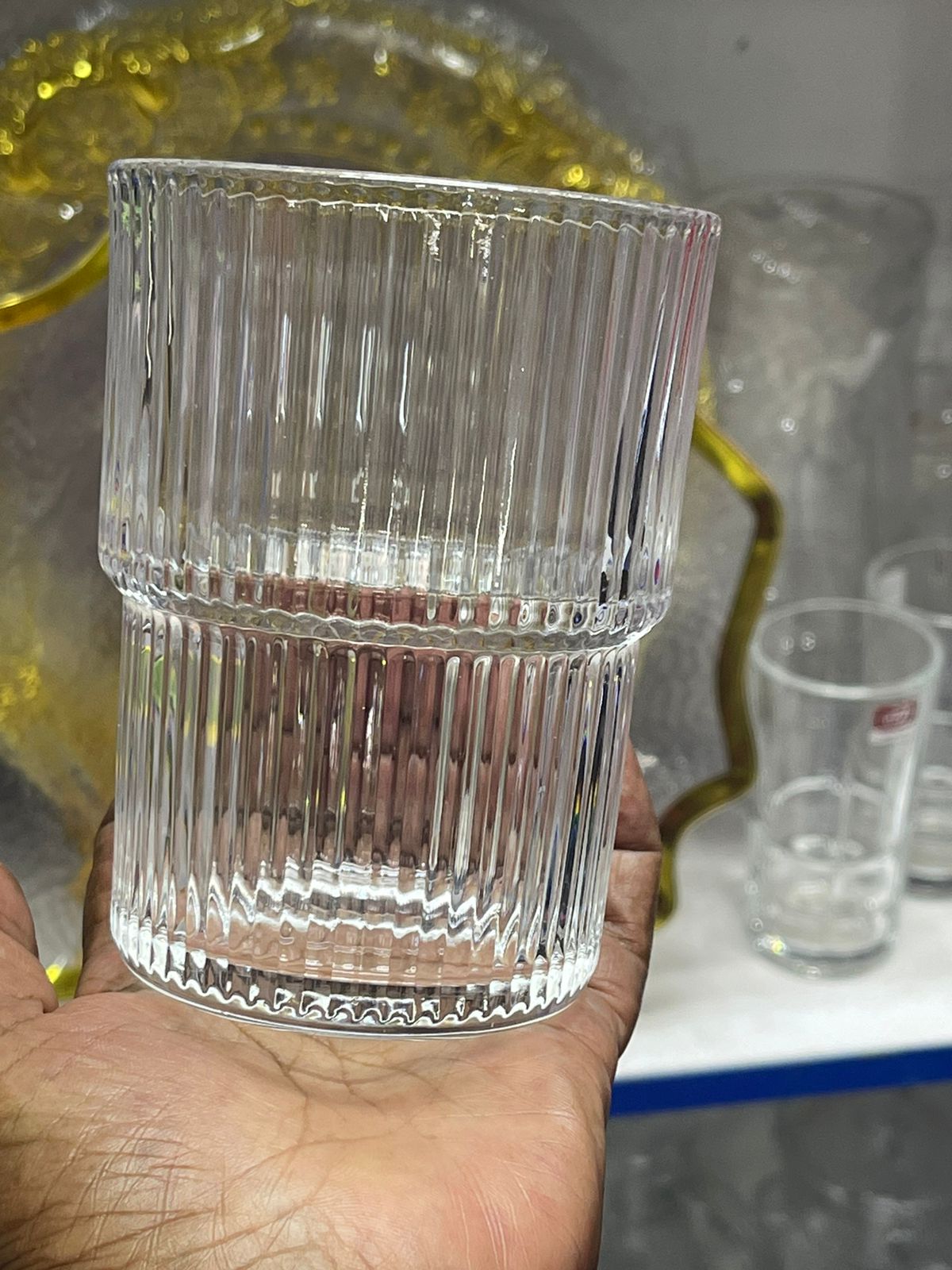 Vaso De Cristal Estriado | Diseño Minimalista-Glass-SeemSeem