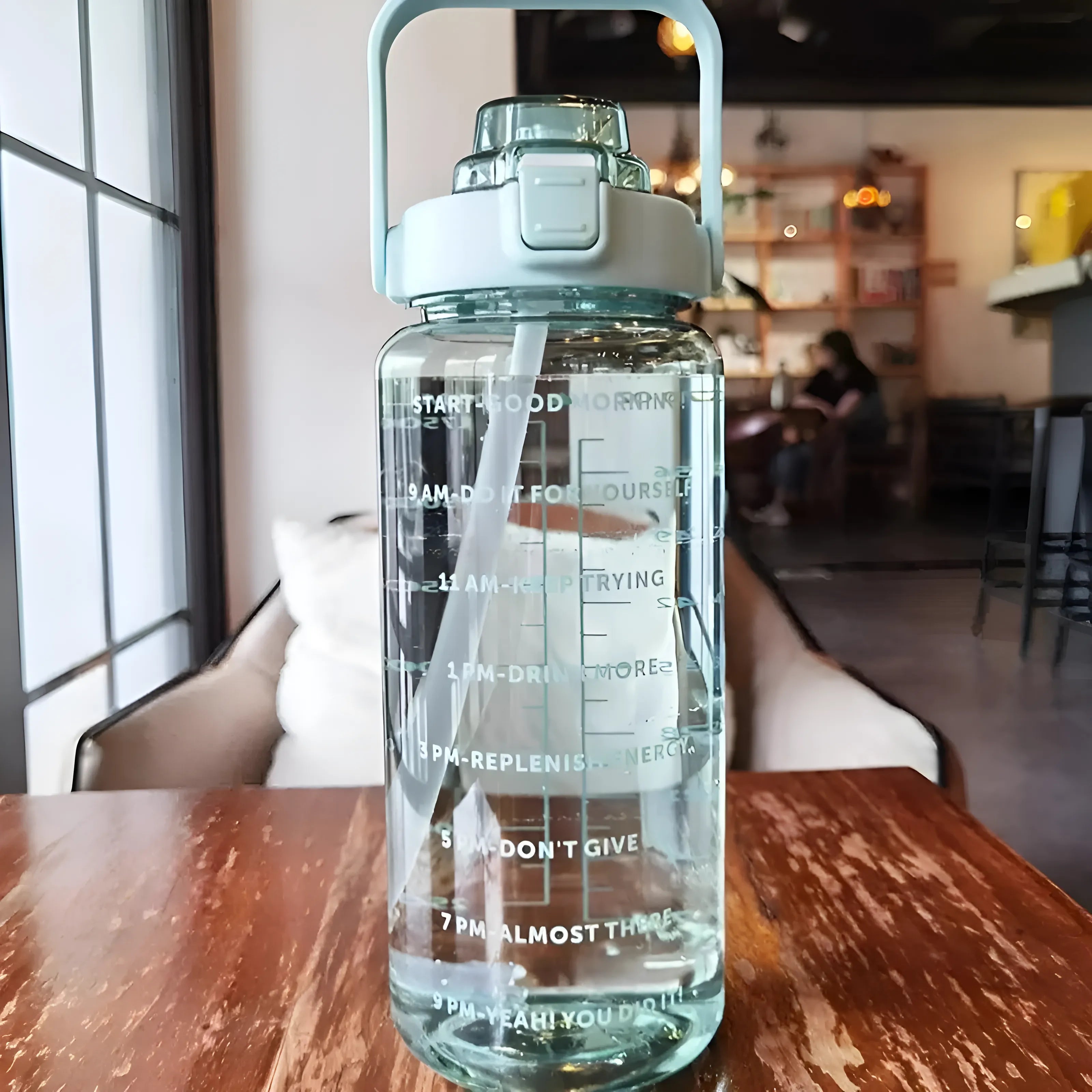 Motivationsflasche mit Trinkhalm | Zeitmarkierung für die tägliche Hydration-bottles-SeemSeem